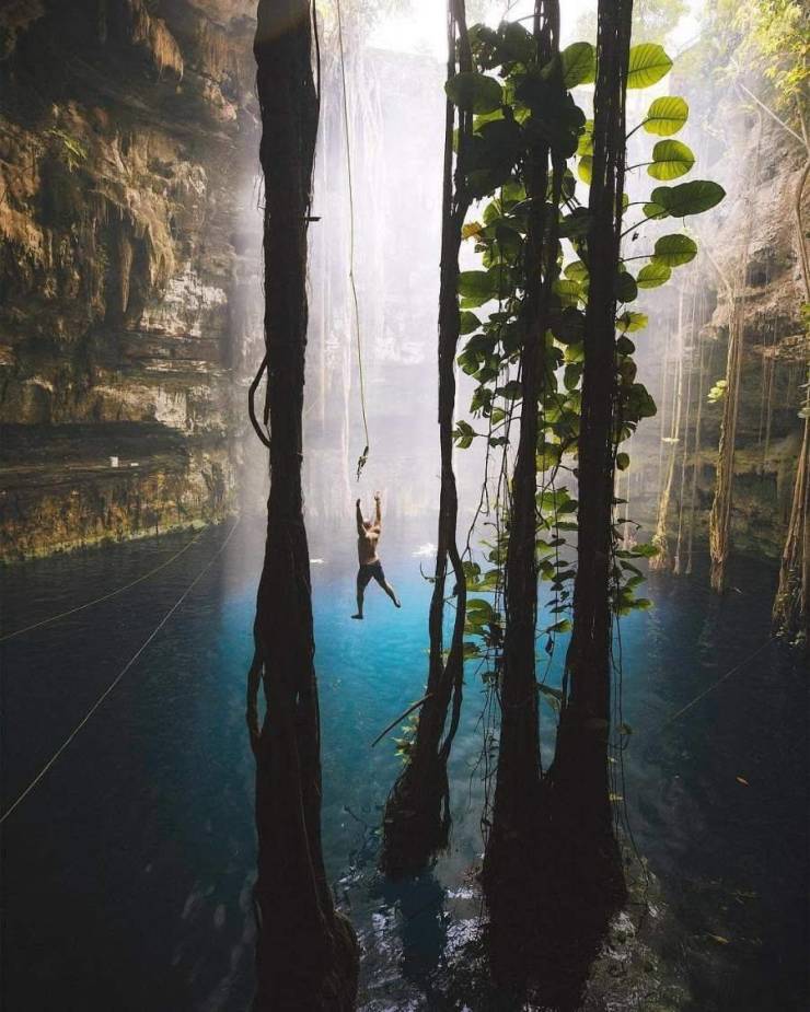 cenote with rope swing