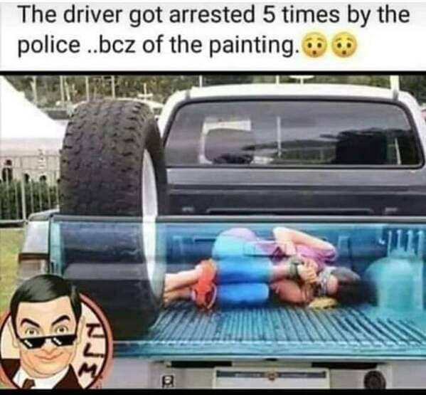 funny tailgate wraps - The driver got arrested 5 times by the police ...bcz of the painting. 11111