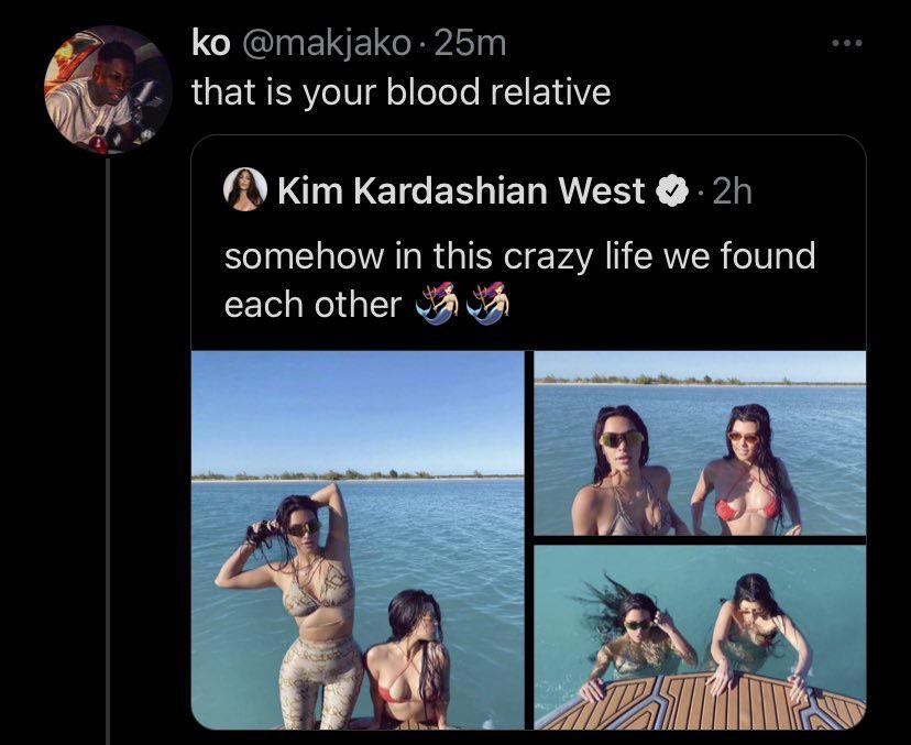 video - ko 25m that is your blood relative Kim Kardashian West. 2h somehow in this crazy life we found each other