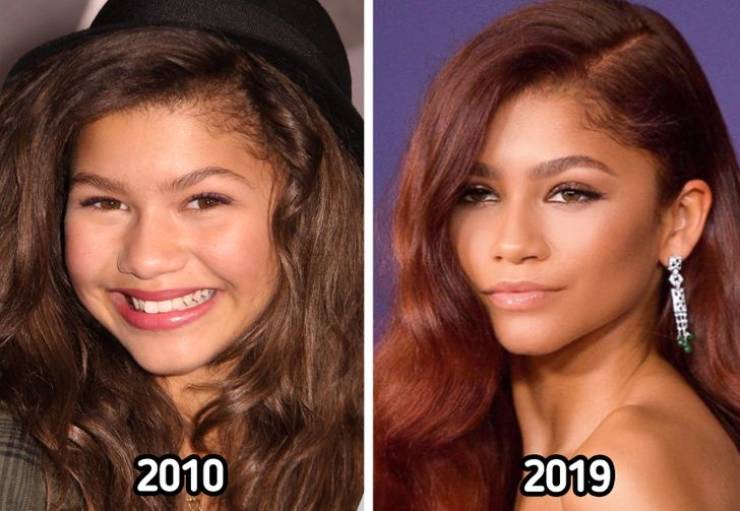 celebrities now and then - auburn hair - 2010 2019