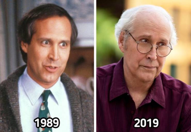 celebrities now and then - joel mchale young chevy chase - 1989 2019