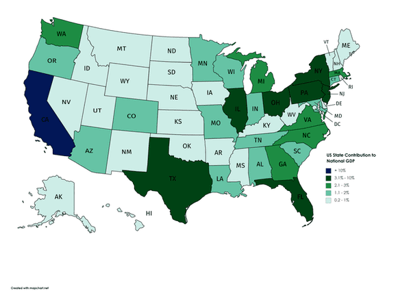 alzheimer's in america - Wa Vi Me Mt Nd Or Mn Id Sd Wi Ny Wy Mi Ct Ia Pa Nj Ne Nv Oh De Ut In wy Ks Mo Va Md Dc Ky Nc Tn Ok Az Nm Ar Sc Us State Contribution to National Gop Ms Al Ga Tx La Ak 0.21