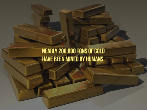 Nearly 200,000 Tons Of Gold Have Been Mined By Humans.