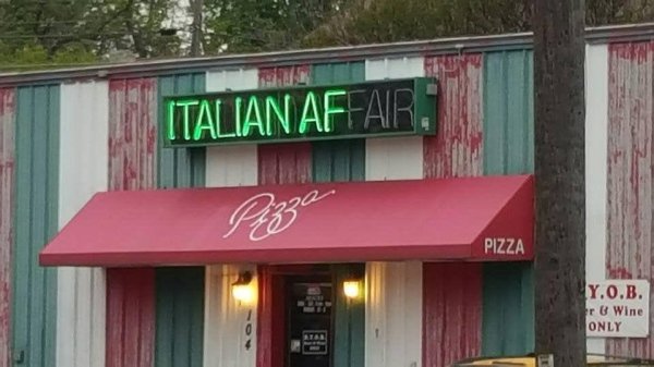 funny memes - restaurant fails - Italian Affair. Pizza Y.O.B. r Wine Only