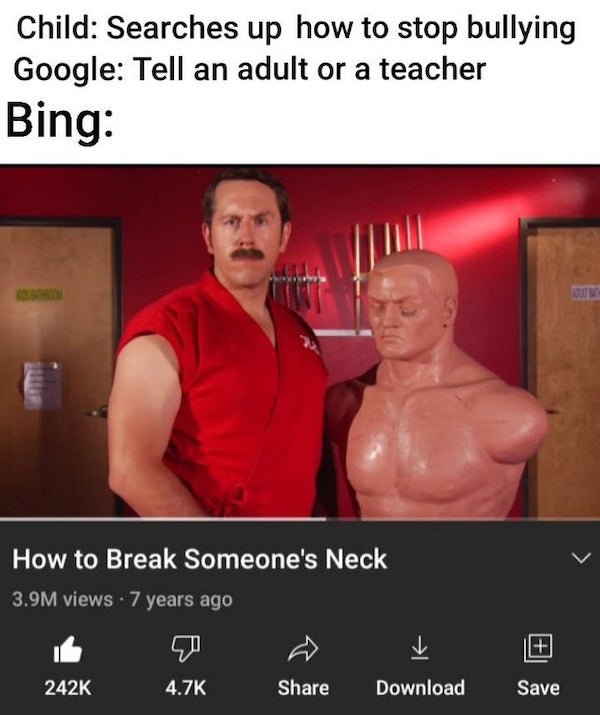 muscle - Child Searches up how to stop bullying Google Tell an adult or a teacher Bing How to Break Someone's Neck 3.9M views 7 years ago Download Save