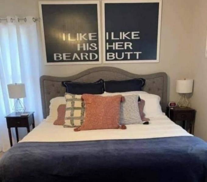 funny pics - bedroom - i like His beard i like Her butt