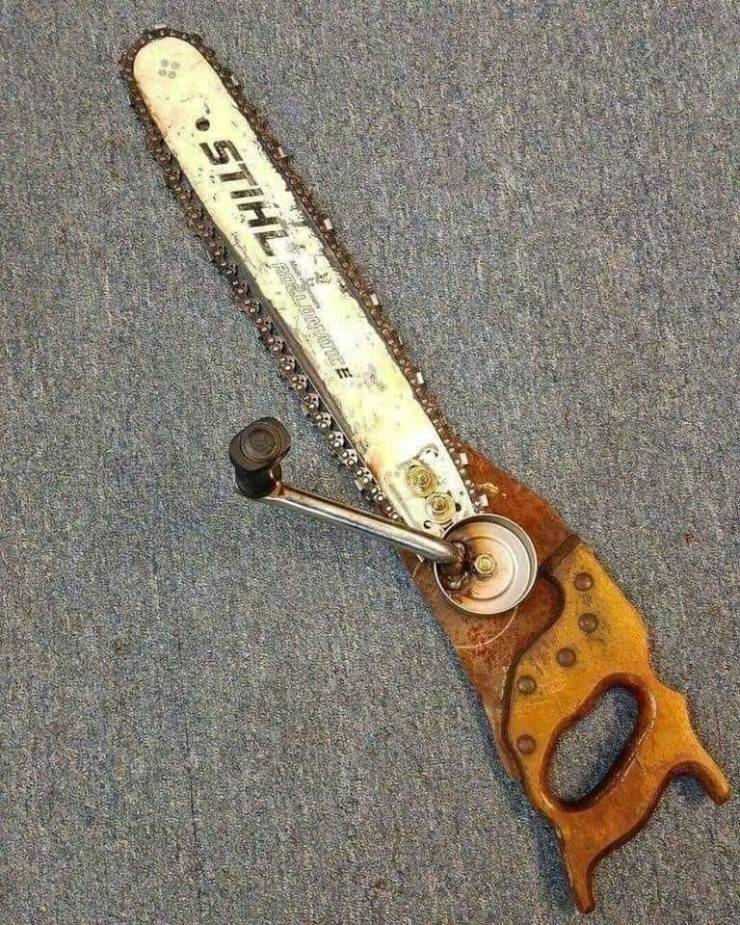 funny pics - manual chainsaw made from regular saw