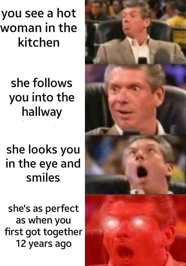 napoleonic war memes - you see a hot woman in the kitchen she s you into the hallway she looks you in the eye and smiles she's as perfect as when you first got together 12 years ago