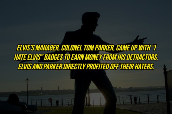 sky - Elvis'S Manager, Colonel Tom Parker, Came Up With I Hate Elvis Badges To Earn Money From His Detractors. Elvis And Parker Directly Profited Off Their Haters.