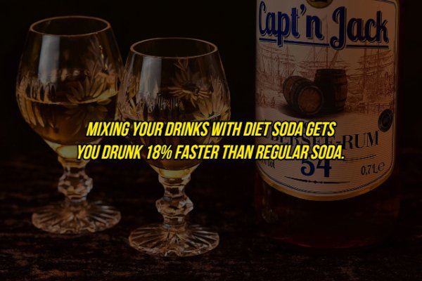 Capt'n Jack Mixing Your Drinks With Diet Soda Gets You Drunk 18% Faster Than Regular Soda. 54 Rum 0.7Le