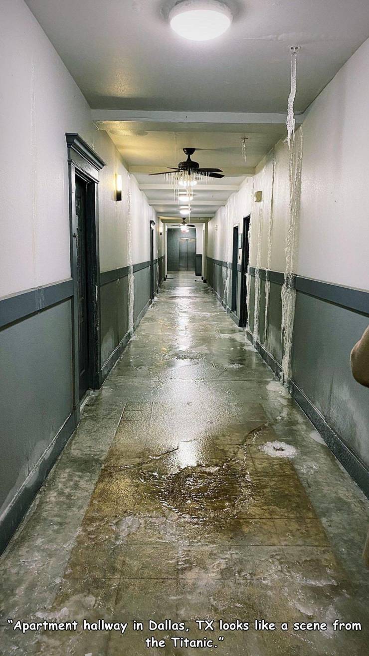 floor - "Apartment hallway in Dallas, Tx looks a scene from the Titanic."