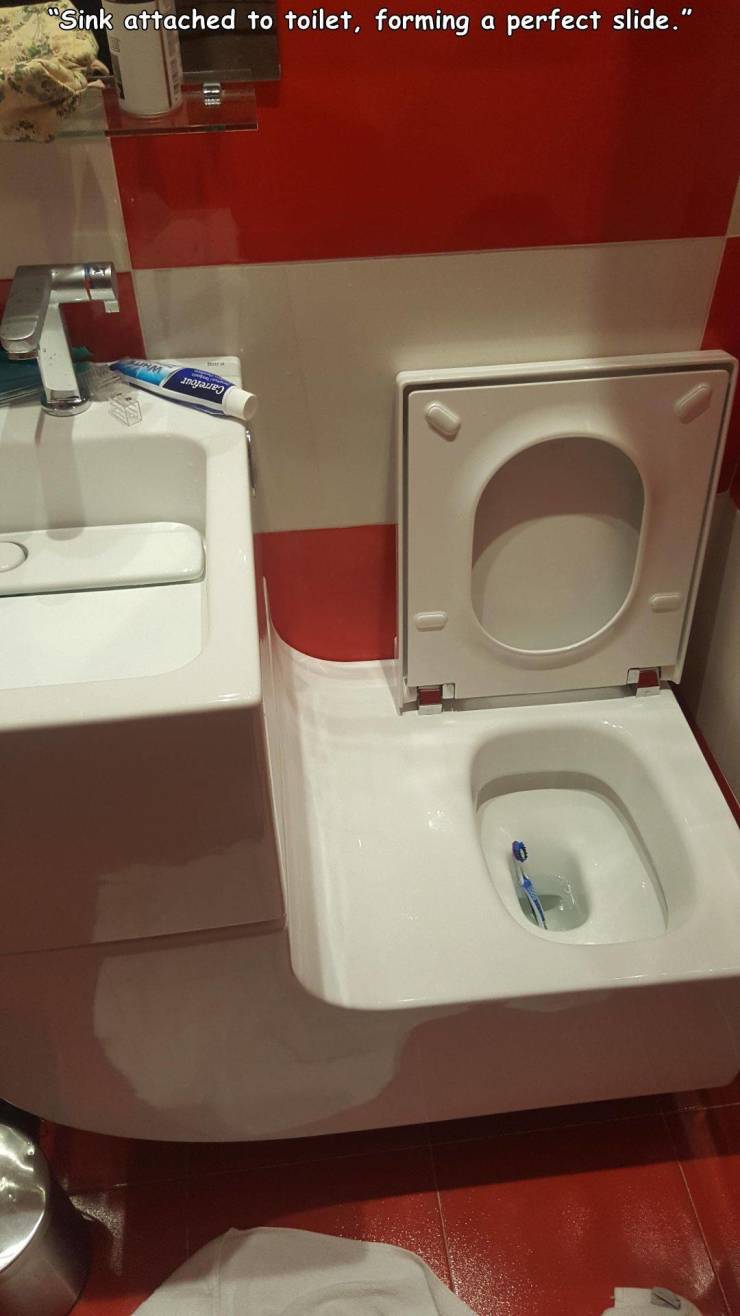 sink slide toilet - "Sink attached to toilet, forming a perfect slide."