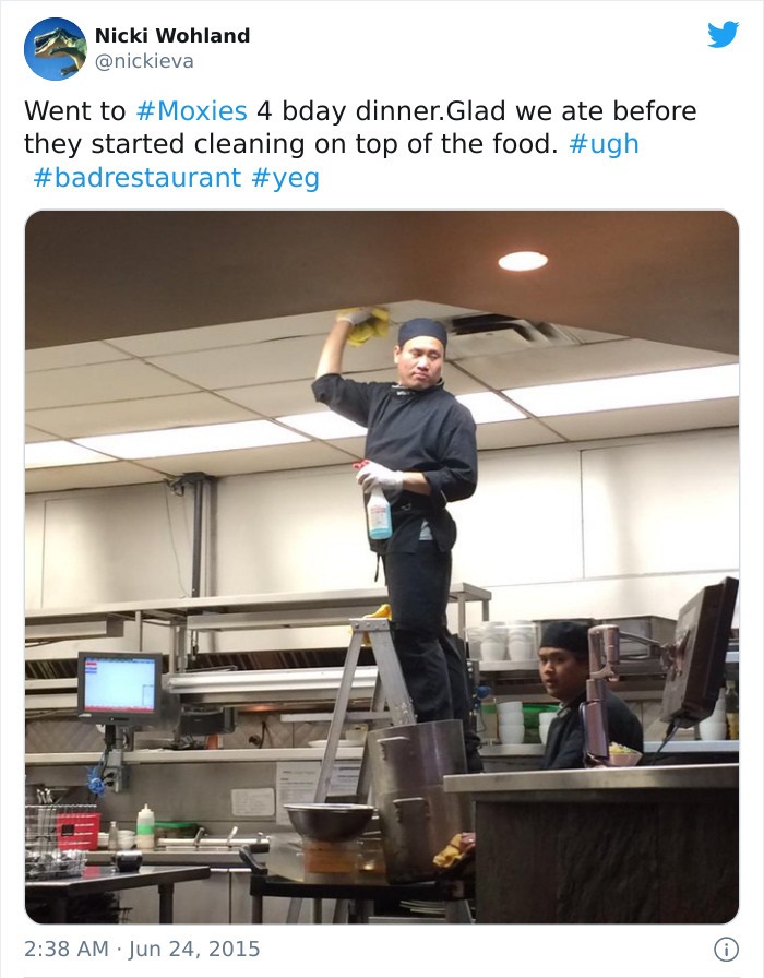 Glad We Ate Before They Started Cleaning On Top Of The Food