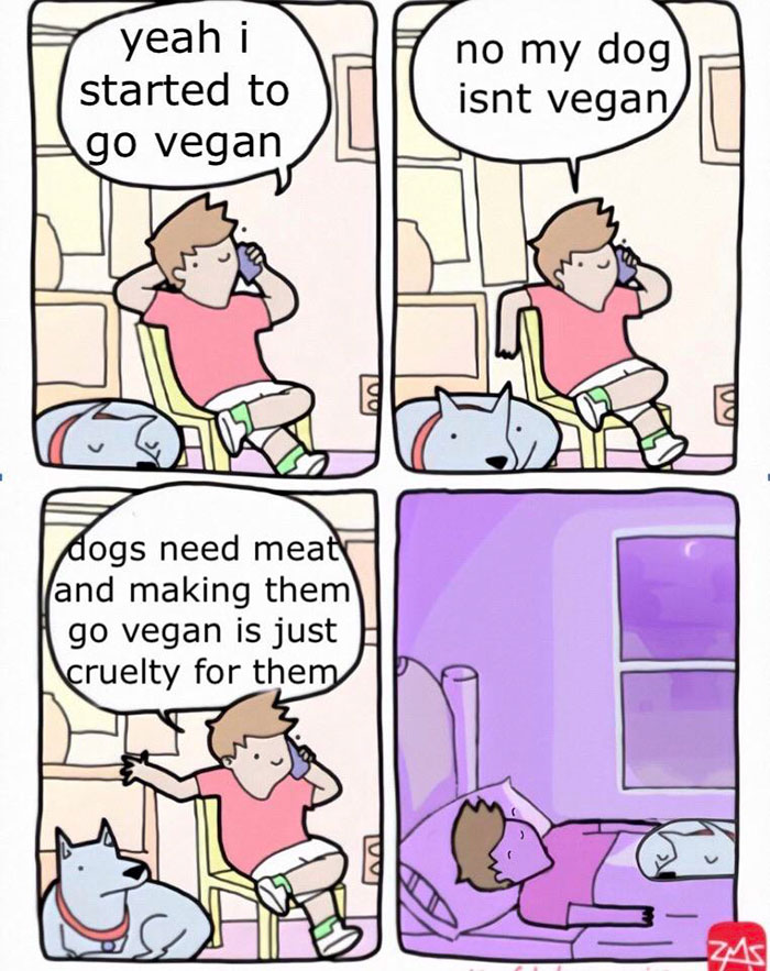 edf meme - no my dog yeah i started to go vegan isnt vegan dogs need meaty and making them go vegan is just cruelty for them Zas