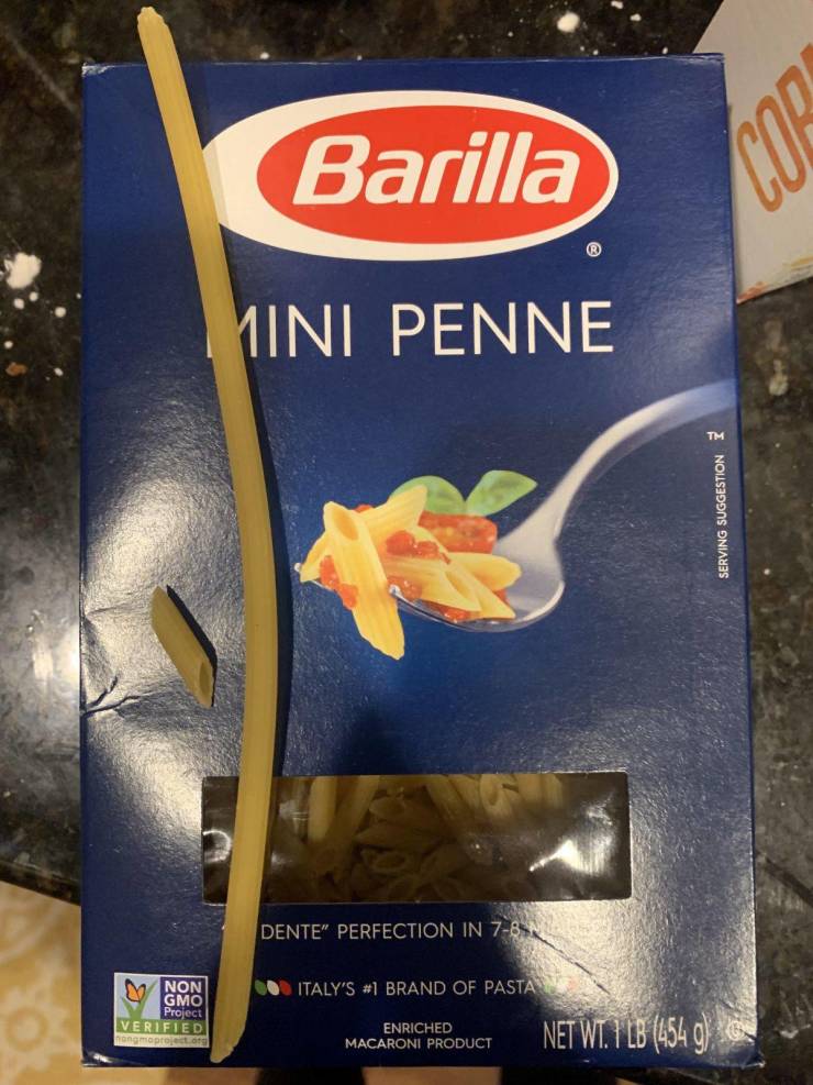 fascinating photos - A super sized Penne in a box of Mini Penne.
