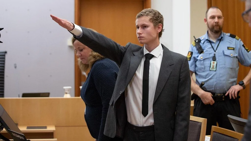 21y/o edge lord and white supremacist Philip Manshaus that tried to shoot up a mosque but was tackled down and miserably failed. He was given 21 years, the max sentence in Norway.