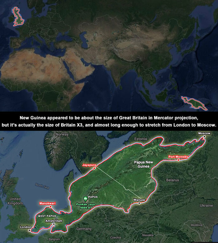 The True Size Of New Guinea