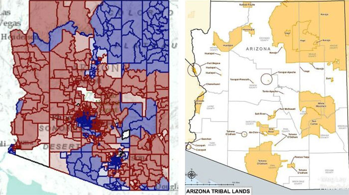 Arizona Voting Precincts And Arizona Native American Reservations