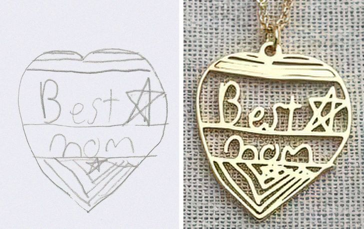 “I made this necklace for a mom using her 5-year-old’s artwork.”