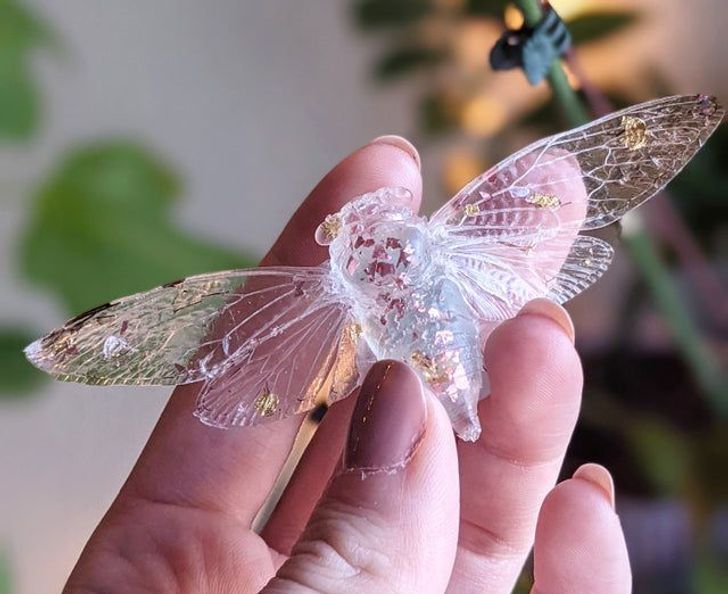 “I’ve been trying to make resin cicadas and here’s my first successful one.”