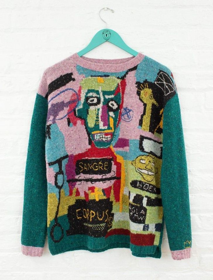 “I love the art of Jean-Michel Basquiat and I created a sweater based on his paintings.”