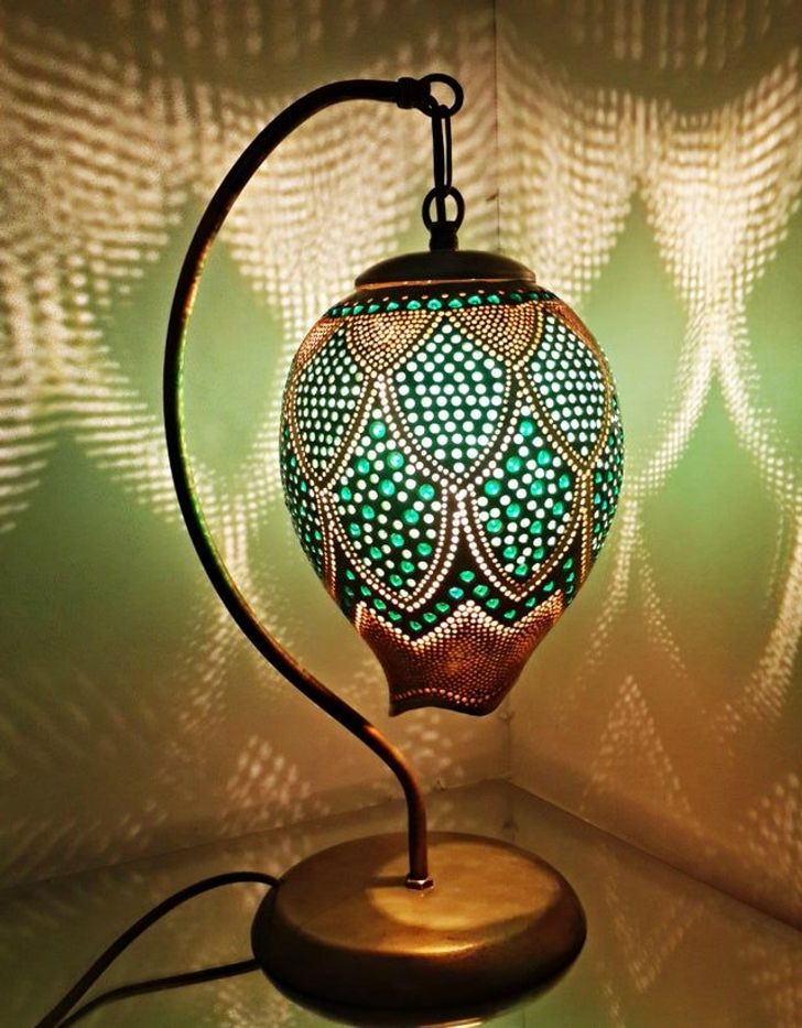 “Green tulip handmade gourd lamp”