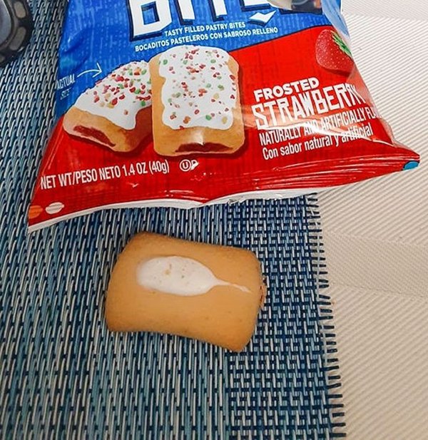 “I opened my mini pop tarts and this was the first thing I saw.”