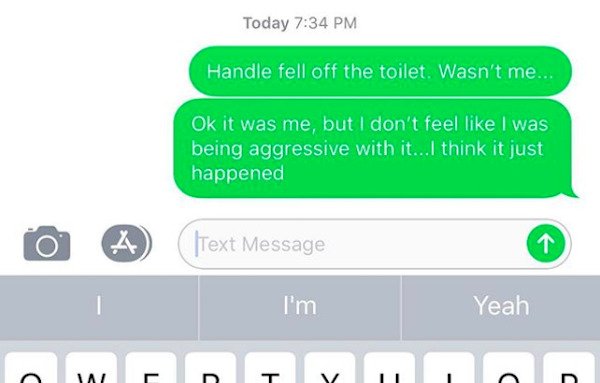 fastest finger in the west meme - Today Handle fell off the toilet. Wasn't me... Ok it was me, but I don't feel I was being aggressive with it...I think it just happened A Text Message I'm Yeah W