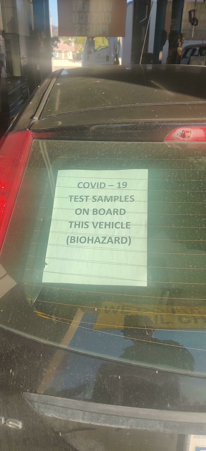 car - Covid 19 Test Samples On Board This Vehicle Biohazard