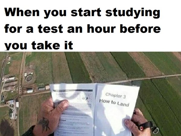 grass - When you start studying for a test an hour before you take it Chapter 3 How to Land