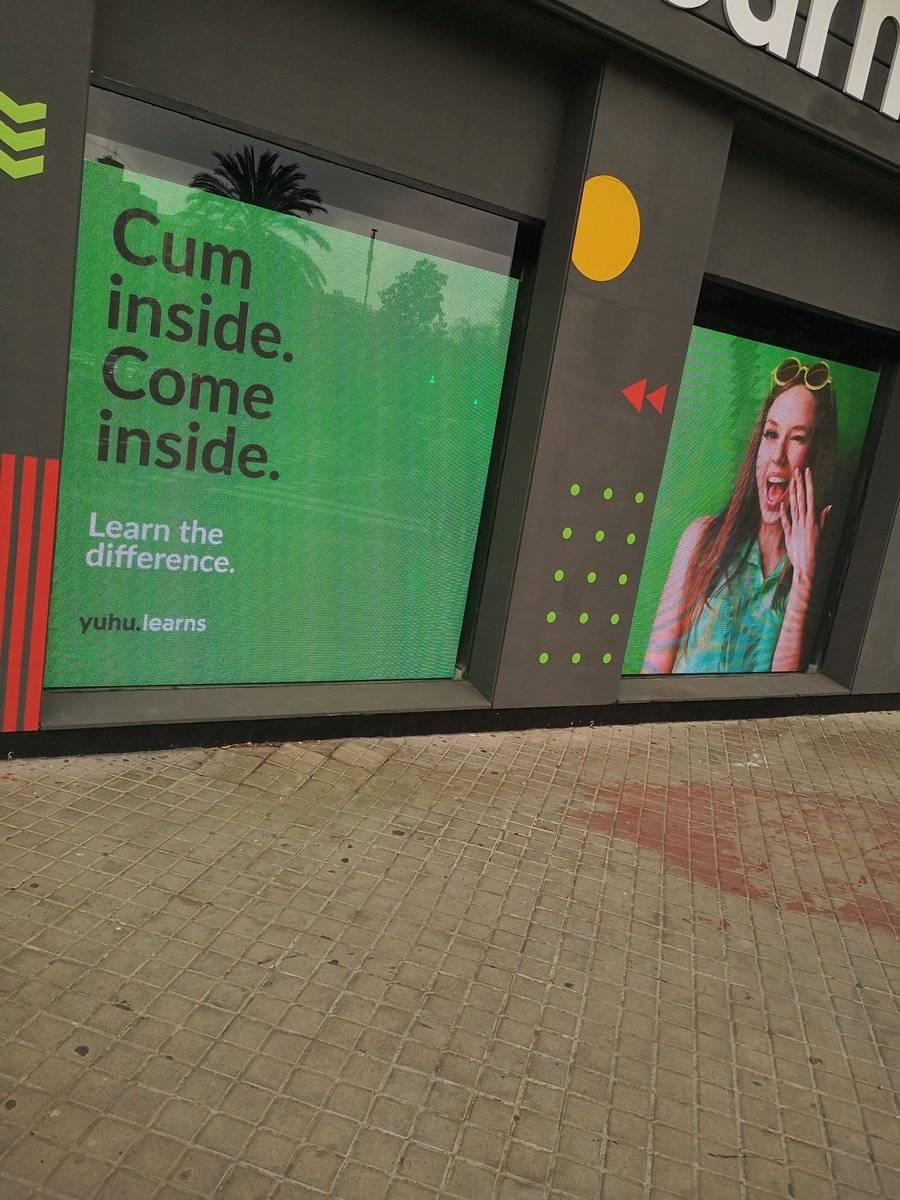 poster - Cum inside. Come inside. Learn the difference. yuhu.learns