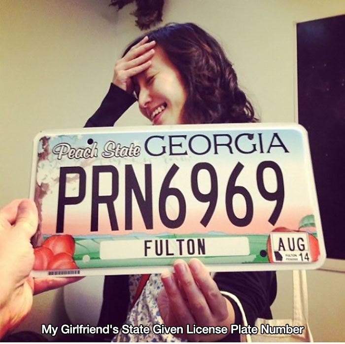 prn 6969 license plate - Peach State Georgia PRN6969 Fulton Aug 14 My Girlfriend's State Given License Plate Number