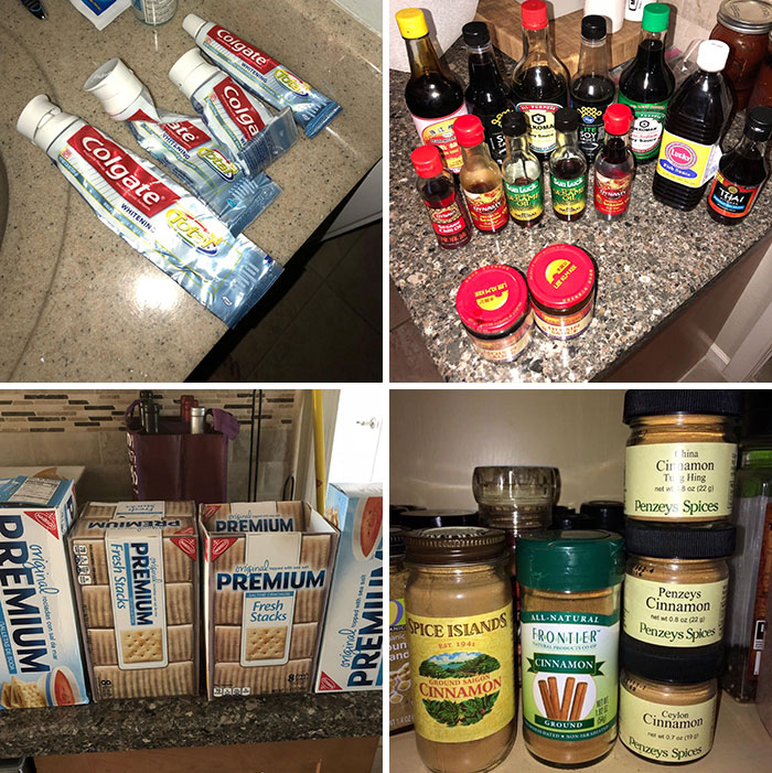 funny bad roommate pics - wife buying too many duplicate food items