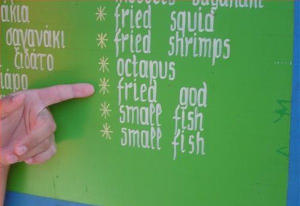 writing - Olklo dayavakt Lido fried sguld fried shrimps octapus fried god small fish small fish