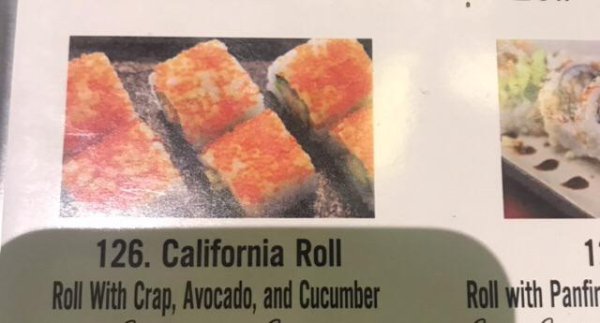 recipe - 126. California Roll Roll With Crap, Avocado, and Cucumber 1 Roll with Panfir