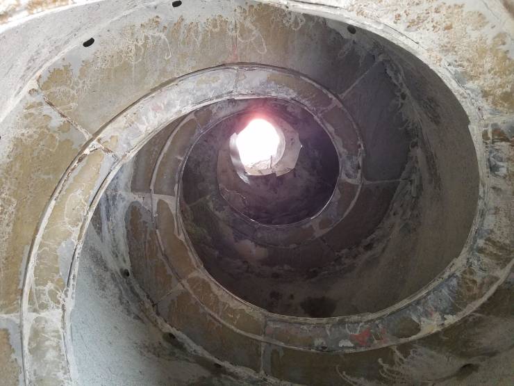 inside a concrete mixer drum