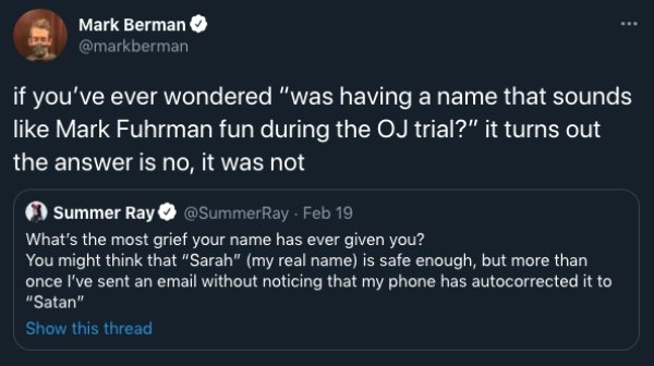 llamas with hats - Mark Berman if you've ever wondered "was having a name that sounds Mark Fuhrman fun during the Oj trial?" it turns out the answer is no, it was not Summer Ray Feb 19 What's the most grief your name has ever given you? You might think th