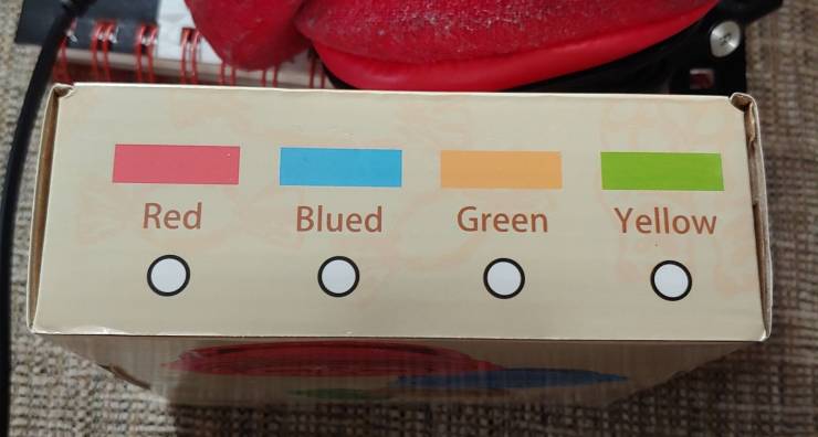 label - Blued Green Yellow Red O O