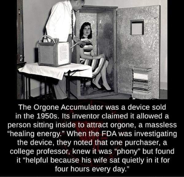 cool stuff - The Orgone Accumulator was a device sold in the 1950s. Its inventor claimed it allowed a person sitting inside to attract orgone, a massless
