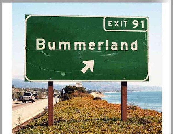 funny depressing memes - road sign Exit 91 Bummerland