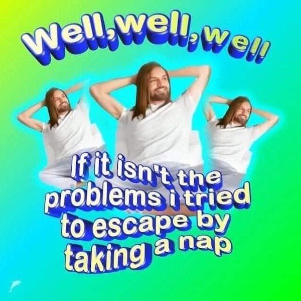 funny depressing memes - Well If it isn't the problems i tried to escape by taking a nap