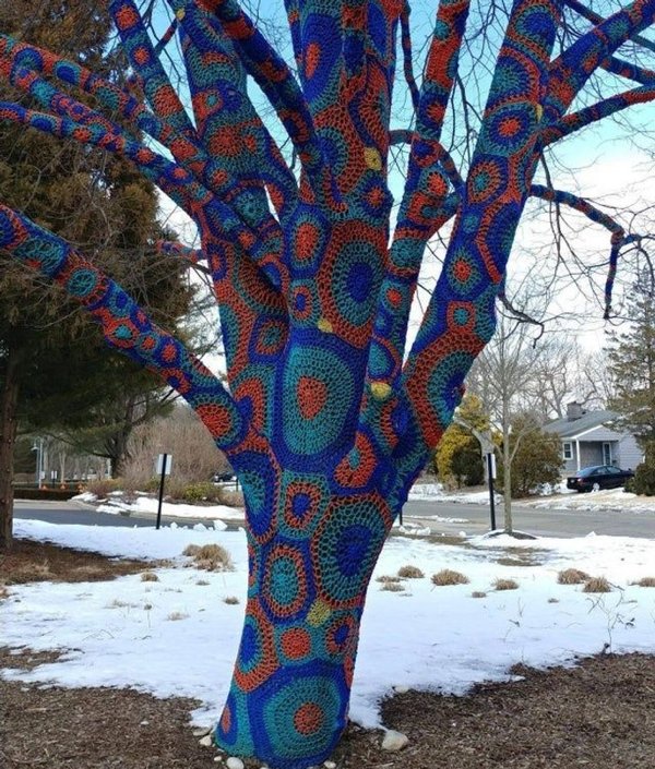“Someone crocheted this tree.”