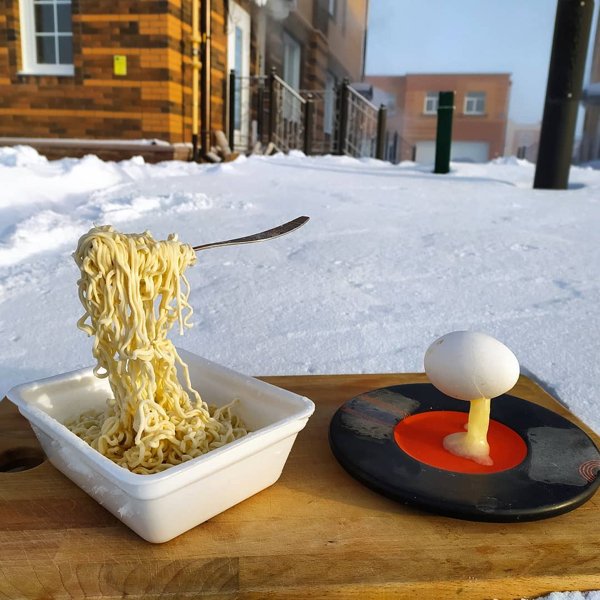 “Just an attempt to cook while it’s −45°C (-49°F) outside…”