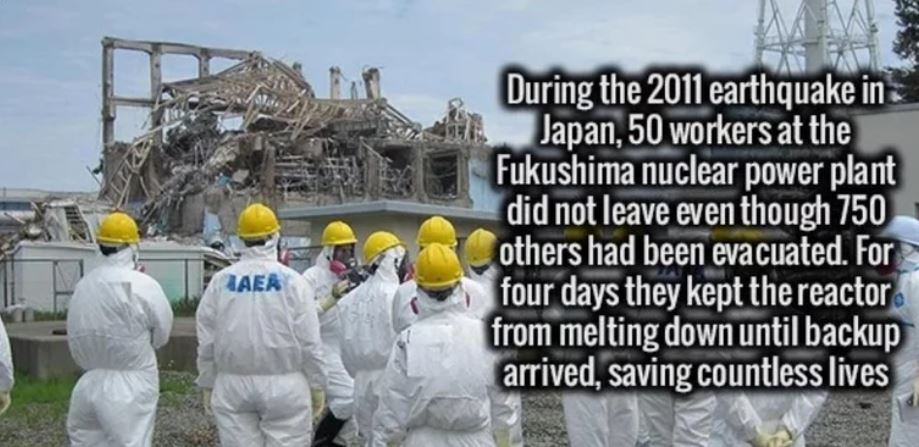 iaea inspection - During the 2011 earthquake in Japan, 50 workers at the Fukushima nuclear power plant did not leave even though 750 others had been evacuated. For four days they kept the reactor from melting down until backup arrived, saving countless li