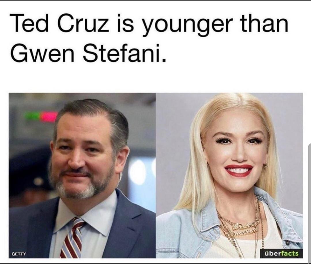 photo caption - Ted Cruz is younger than Gwen Stefani. Getty berfacts