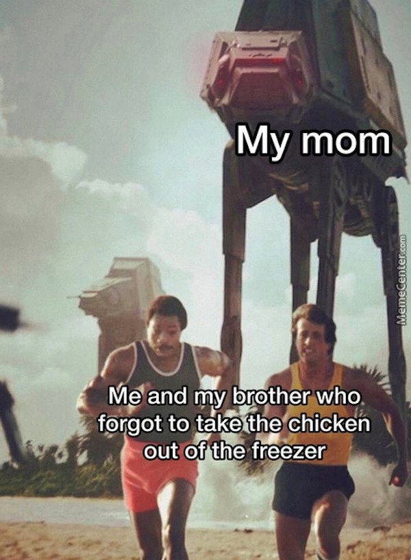 friendship - My mom MemeCenter.com Me and my brother who. forgot to take the chicken out of the freezer