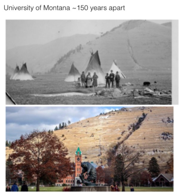 cool historic photographs - University of Montana 150 years apart