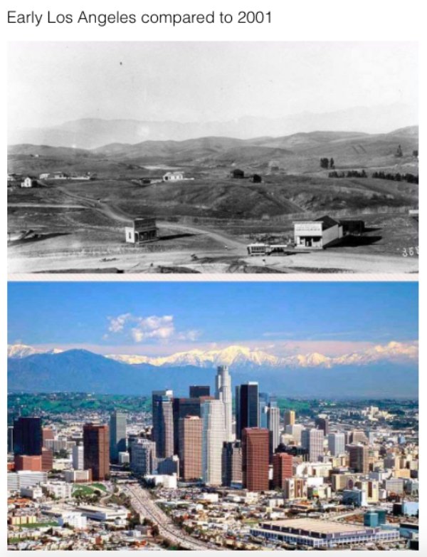 cool historic photographs - Early Los Angeles compared to 2001