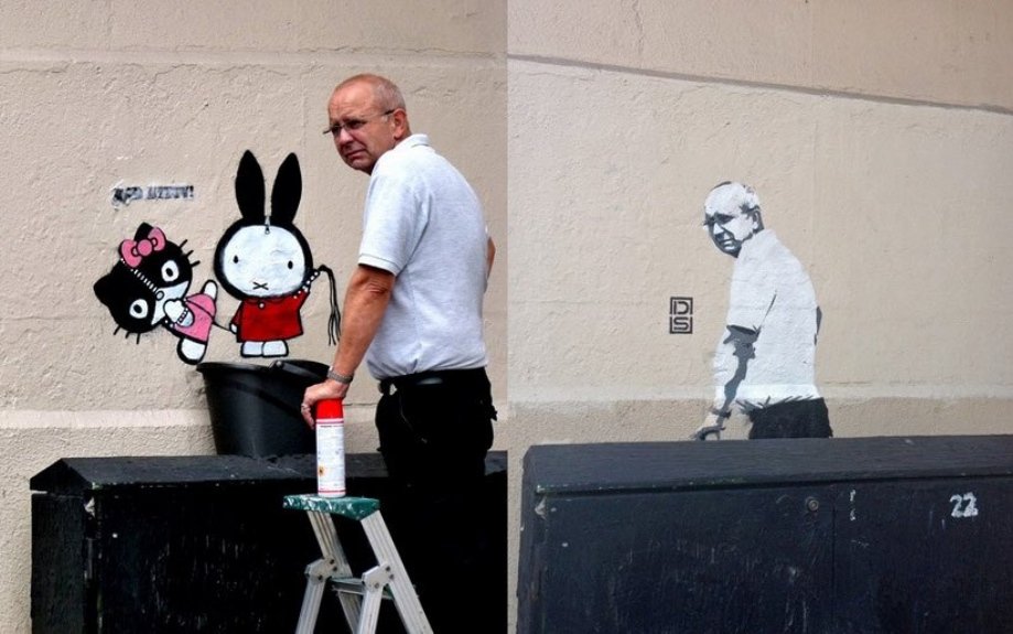 graffiti removal guy comes back to discover - .