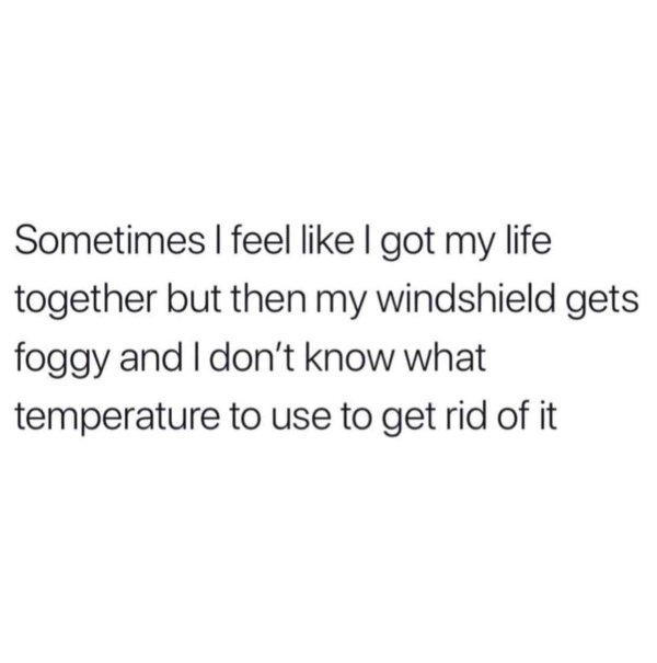 my mental health is affecting school - Sometimes I feel I got my life together but then my windshield gets foggy and I don't know what temperature to use to get rid of it